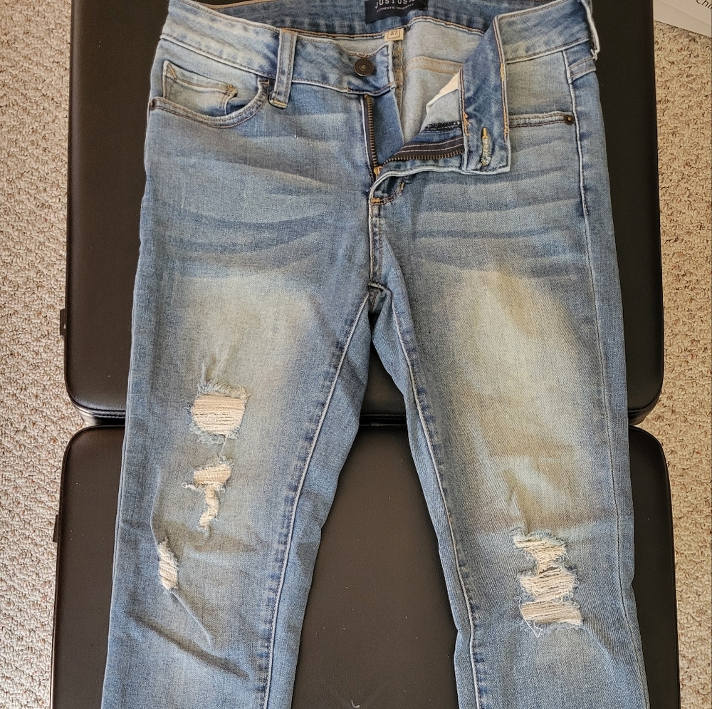 Just USA Distressed Skinny Blue Jeans Size 27